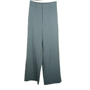 Forever 21 Pinstripe Wide Leg Pants Trousers Women Size S Sage Green NEW